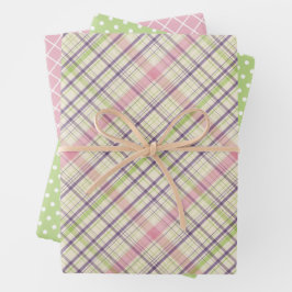 Elegantes farbiges Retro Kariertes Muster Geschenkpapier Set