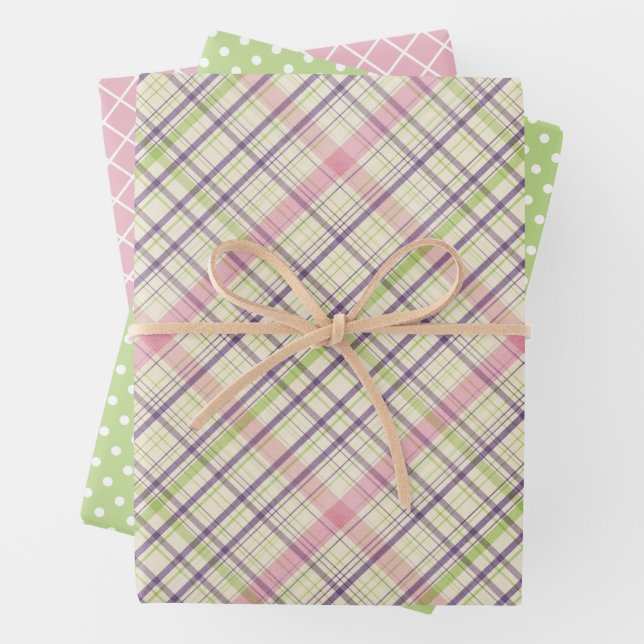Elegantes farbiges Retro Kariertes Muster Geschenkpapier Set (Beispiel)