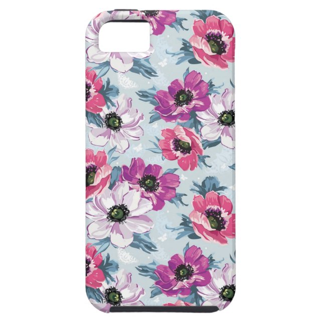 Elegantes Farbmuster auf blauen Blume Case-Mate iPhone Hülle (Rückseite)