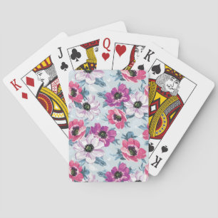 Elegantes Farbmuster auf blauen Blume Spielkarten