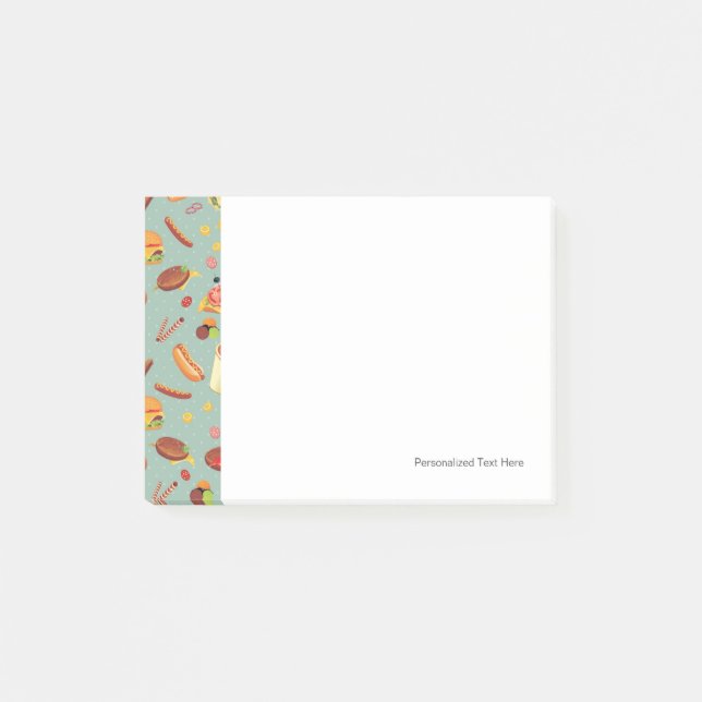 Elegantes Fast Food-Muster Post-it Klebezettel (Vorderseite)