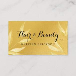 Elegantes FAUX Gold-Blätter Haar- und Schönheitssa Visitenkarte