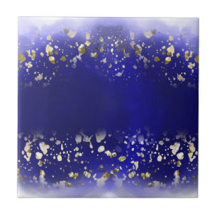 Elegantes Faux-Gold-Glitter funkelnd Blau Fliese