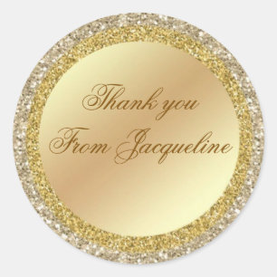 Elegantes Faux-Gold-Glitter Klassisches Rund Danke Runder Aufkleber