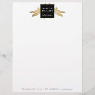 Elegantes Faux-Gold-Libellen-Duo-Briefkopf Briefbogen