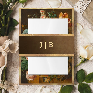 Elegantes Faux-Gold-Rahmen-Hochzeitsmonogramm Einladungsbanderole