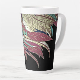 Elegantes Federblatt abstrakt schwarz aquamarin Milchtasse