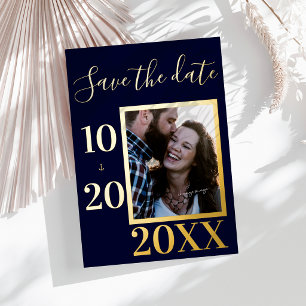 Elegantes, feines blaues AnkerFoto Save the Date G Folieneinladung
