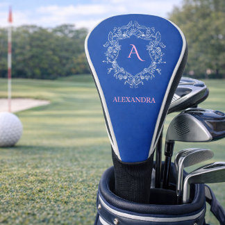 Elegantes, feminin-preppy klassisches Wappen-Monog Golf Headcover