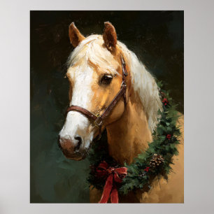 Elegantes Ferienpferd mit Kranz Poster