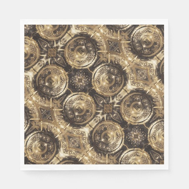 Elegantes festes Goldenes Dekorationsmuster Serviette (Vorderseite)