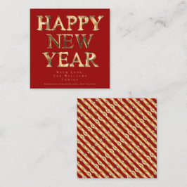 Elegantes festes Rot und Gold sehen glücklich aus Quadratische Visitenkarte