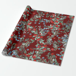 Elegantes festes Wasserfarben Rotes Blau Berries Geschenkpapier