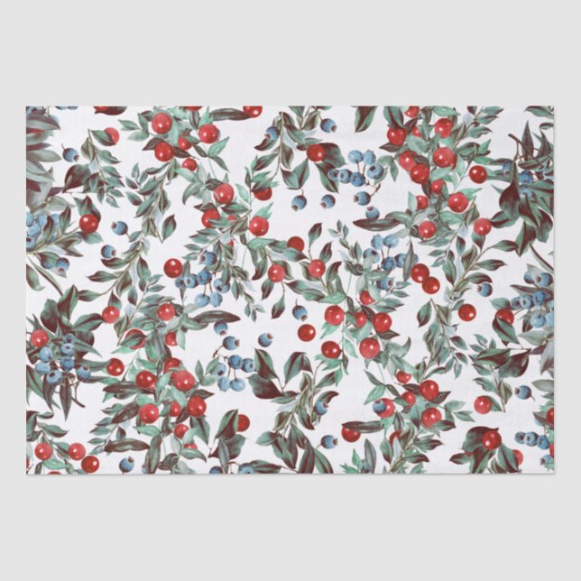 Elegantes festes Wasserfarben Rotes Blau Berries W Seidenpapier (Vorderseite)