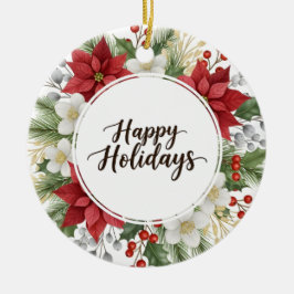 Elegantes Festliches Florales Frohe Weihnachten Keramik Ornament