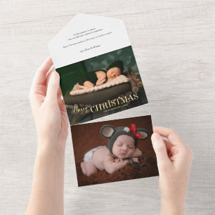 Elegantes festliches Gold Frohe Weihnachten Skript All In One Einladung