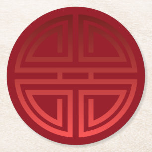 Elegantes festliches schickes rotes chinesisches runder pappuntersetzer