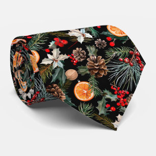 Elegantes festliches Weihnachts-Poinsettien-Muster Krawatte