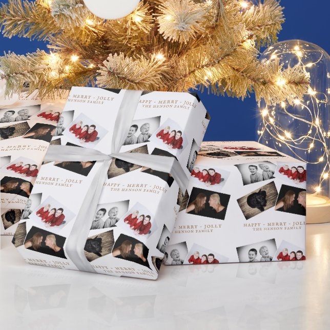 Elegantes festliches Weihnachtsfoto Collage Geschenkpapier (Feiertage)