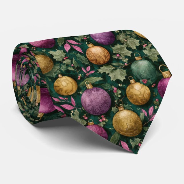 Elegantes festliches Weihnachtskugel-Muster  Krawatte (Gerollt)
