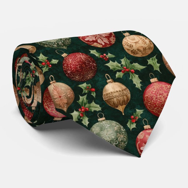 Elegantes festliches Weihnachtskugel-Muster  Krawatte (Gerollt)