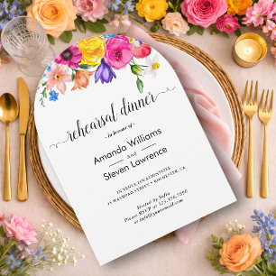 Elegantes, fettes, farbenfrohes Blumen-Probedinner Einladung