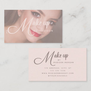 Elegantes, fettes Schriftzug, Blush-Pink-Foto-Make Visitenkarte