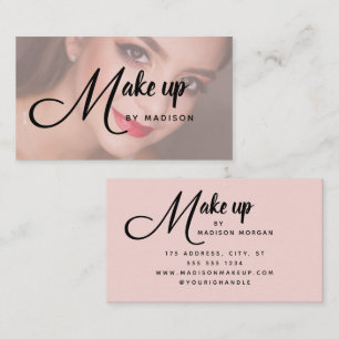 Elegantes fettes Skript rosa Foto-Makeup Visitenkarte