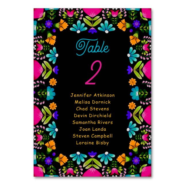 Elegantes Fiesta Tischnummer (Vorderseite)