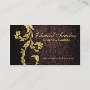 Elegantes Finanzplaner-Goldblatt Brown Visitenkarte