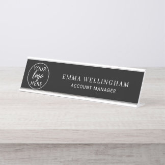 Elegantes Firmenlogo Büro Name Rolle Vorlage Schreibtischnamensplakette