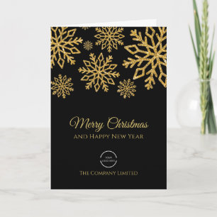 Elegantes Firmenlogo Schwarz und Gold Weihnachten Karte