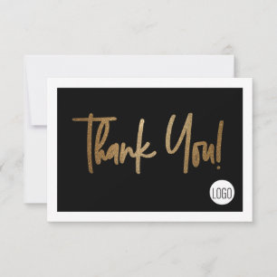 Elegantes Firmenlogo Social Media Black Gold Dankeskarte