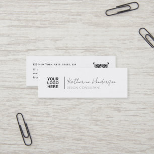 Elegantes Firmenlogo und QR-Code Beruflich Mini Visitenkarte