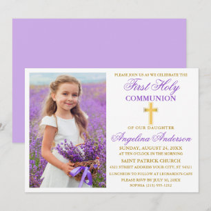Elegantes First Holy Communion Foto Einladung