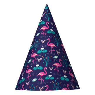 Elegantes Flamingos- und Lilypads-Muster auf der M Partyhütchen
