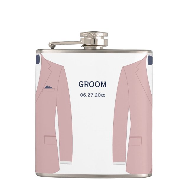 Elegantes Flask Gay Wedding Gift für Groom Pink Flachmann (Vorderseite)