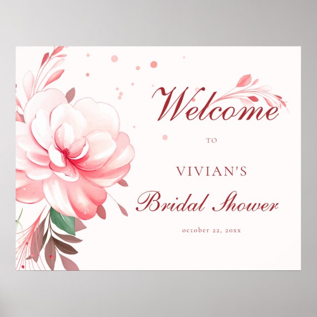 Elegantes, flawless Sakura Pink Brautparty Willkom Poster (Vorne)