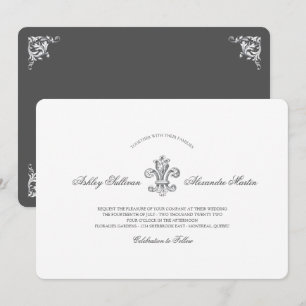 Elegantes Fleur de Lis Hochzeits-Set 2 Einladung