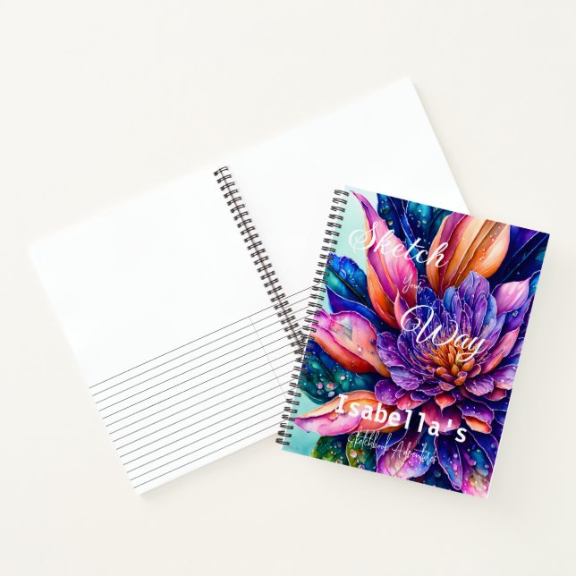 Élégantes fleurs exotiques, aquarelle Carnet de cr (Intérieur)