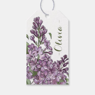 Elegantes Flieder-Blumen-Linienkunst-Persönliches  Geschenkanhänger