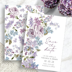 Elegantes Flieder-Lilapurpur Save-the-Date Save The Date