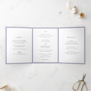 Elegantes Flieder Monogramm Moderne Hochzeit Dreifach Gefaltete Einladung