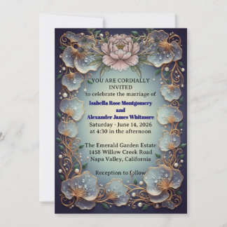 Elegantes Flora-Design-Hochzeitseinladung -  Einladung