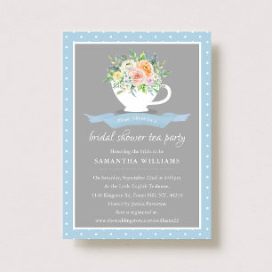 Elegantes Flora Teacup Brautparty Teatro Sociale B Einladung