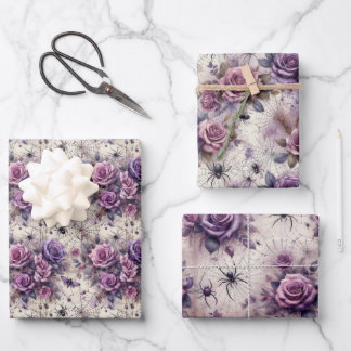 Elegantes Floral Alternative Halloween Muster Geschenkpapier Set