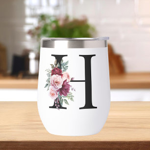Elegantes Floral Anfangsname Monogramm