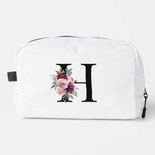 Elegantes Floral Anfangsname Monogramm Waschbeutel