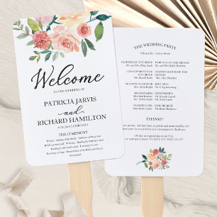 Elegantes floral Aquarell-Hochzeitsprogramm Fächer