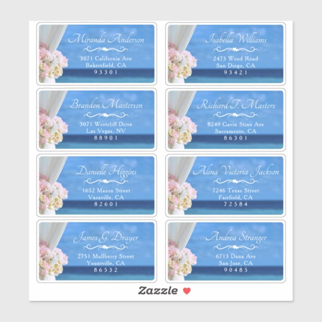 Elegantes Floral Beach Summer Guest Shipping Label (Blatt)
